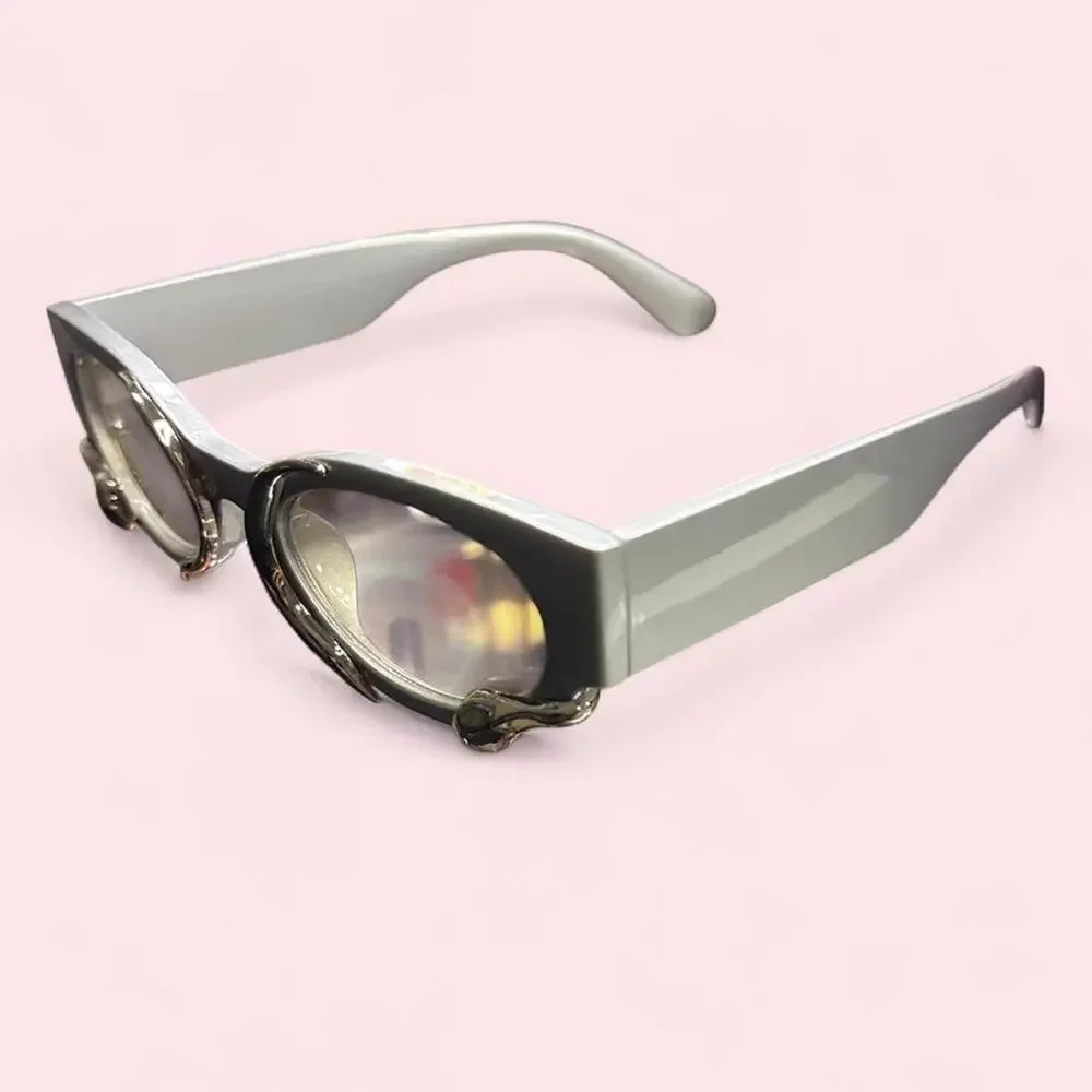Sunglasses Unisex Grey with Silver Snake Detail Y2k futuristic cybergoth